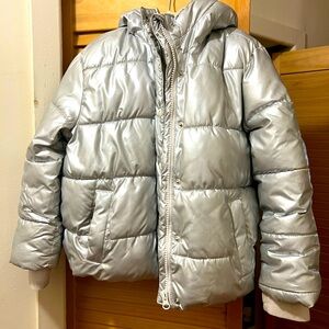 Gap kids puffer jacket silver size small